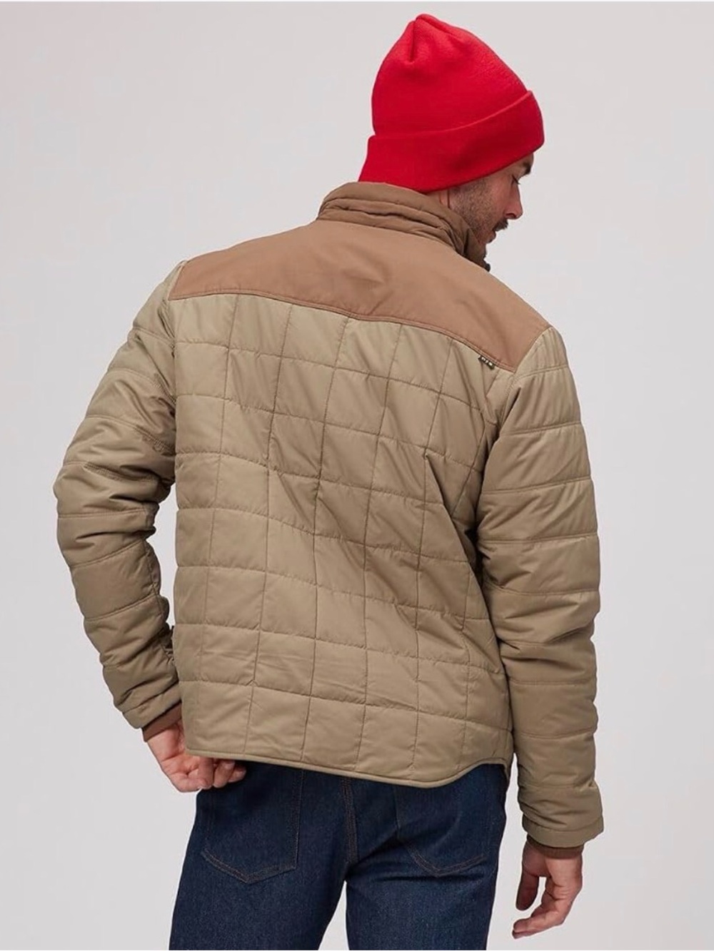 Nomad by Craft + Flow Men's Quilted Two-Tone Puffer Jacket - Tan/Cream
